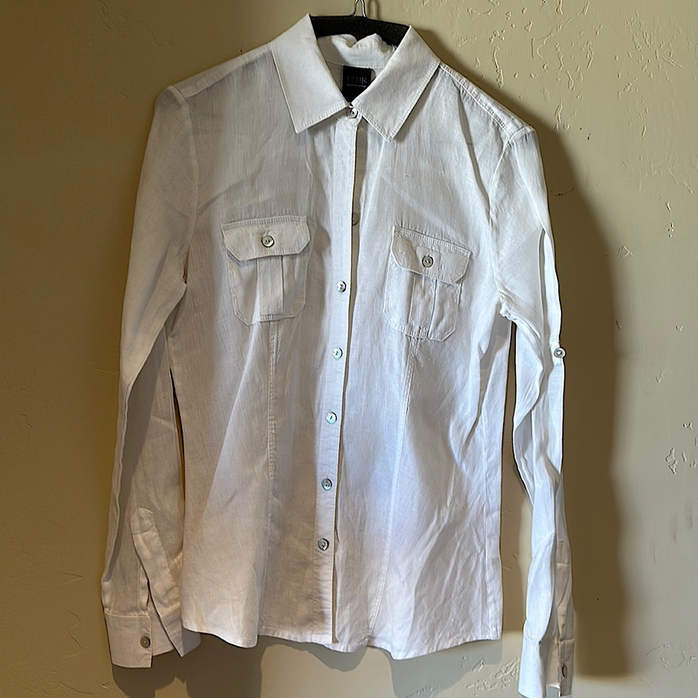 BLUE by Saks Fifth Avenue white linen button down